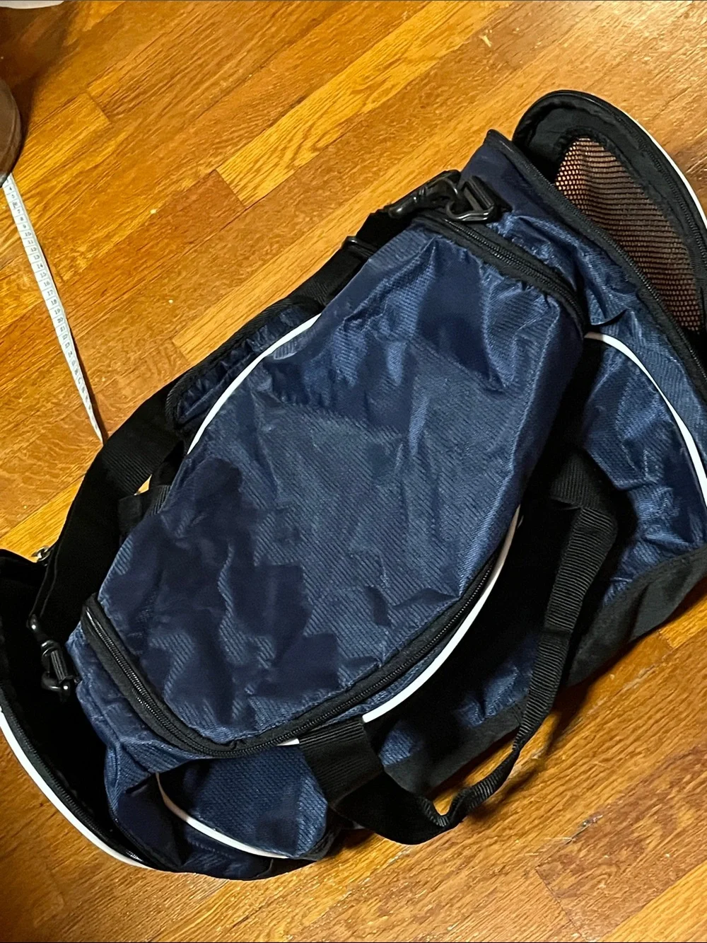 Nike Navy Duffel Sling Bag with White Swoosh